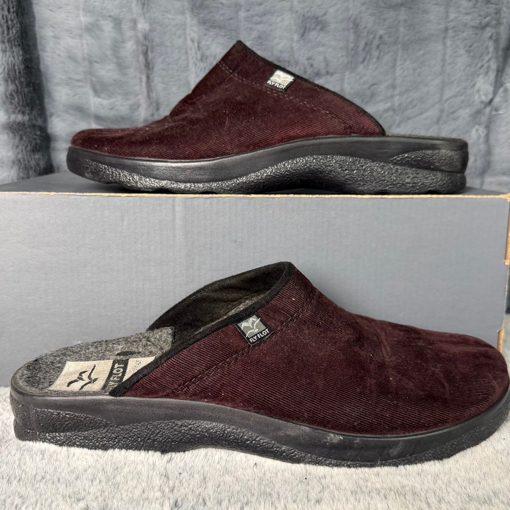 Fly Flot Naturform Mens Burgundy Corduroy Slipper Clogs Italy Size 43 US 10